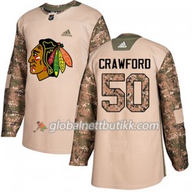 Chicago Blackhawks Hockeydrakt Corey Crawford 50 2017-2018 Camo Veterans Day Practice Adidas Authentic - Herre